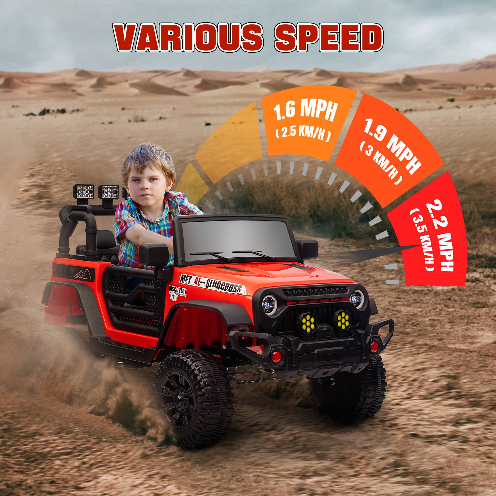 VARIOUS SPEED

1.6 MPH (2.5 KM/H)

1.9 MPH (3 KM/H)

2.2 MPH (3.5 KM/H)

MET AL-SINGBOSS

MET DISCOVERY