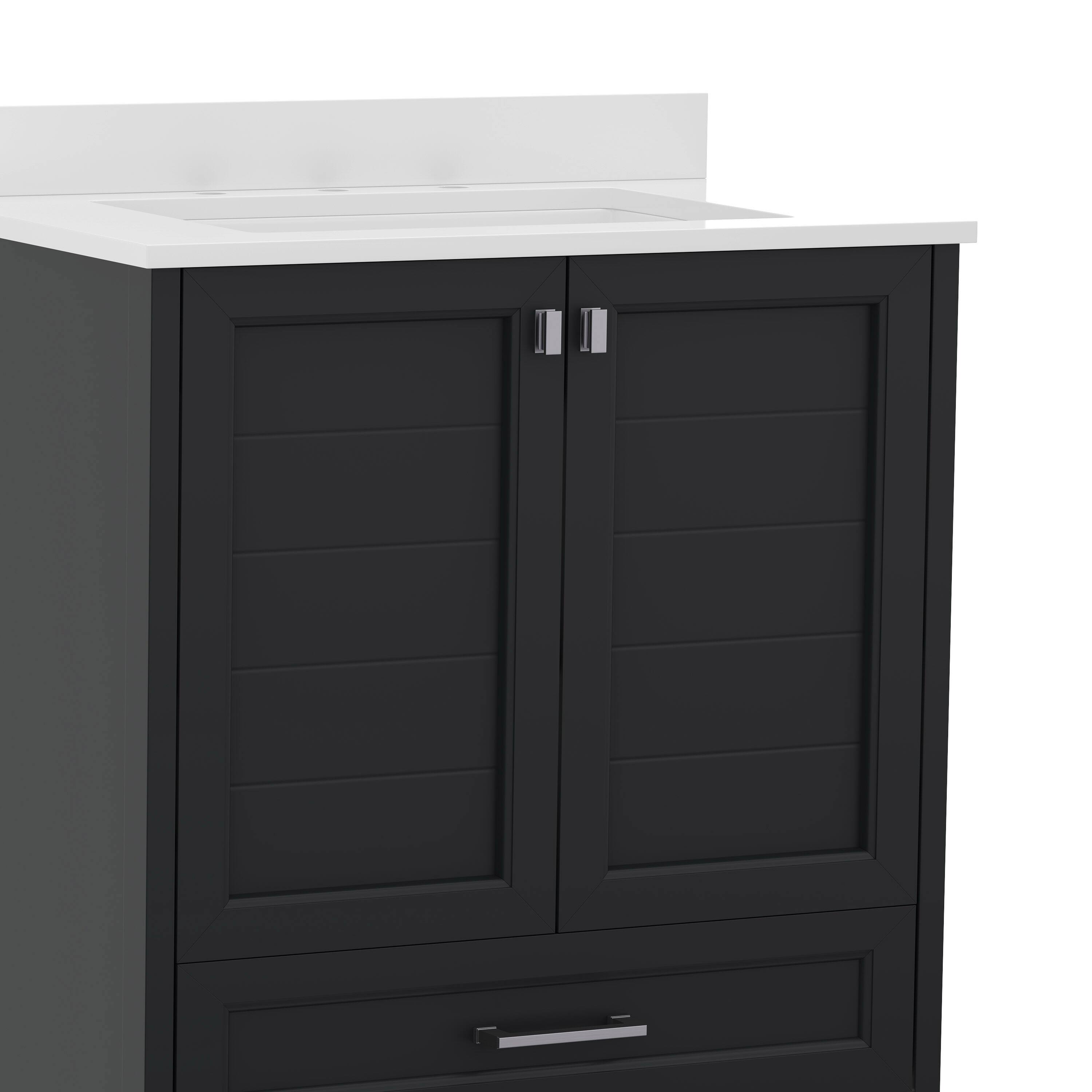 Alt View 9. Emma + Oliver - Bathroom Vanity w/ Ceramic Undermount Sink, Cabinet, Bottom Drawer - Black.