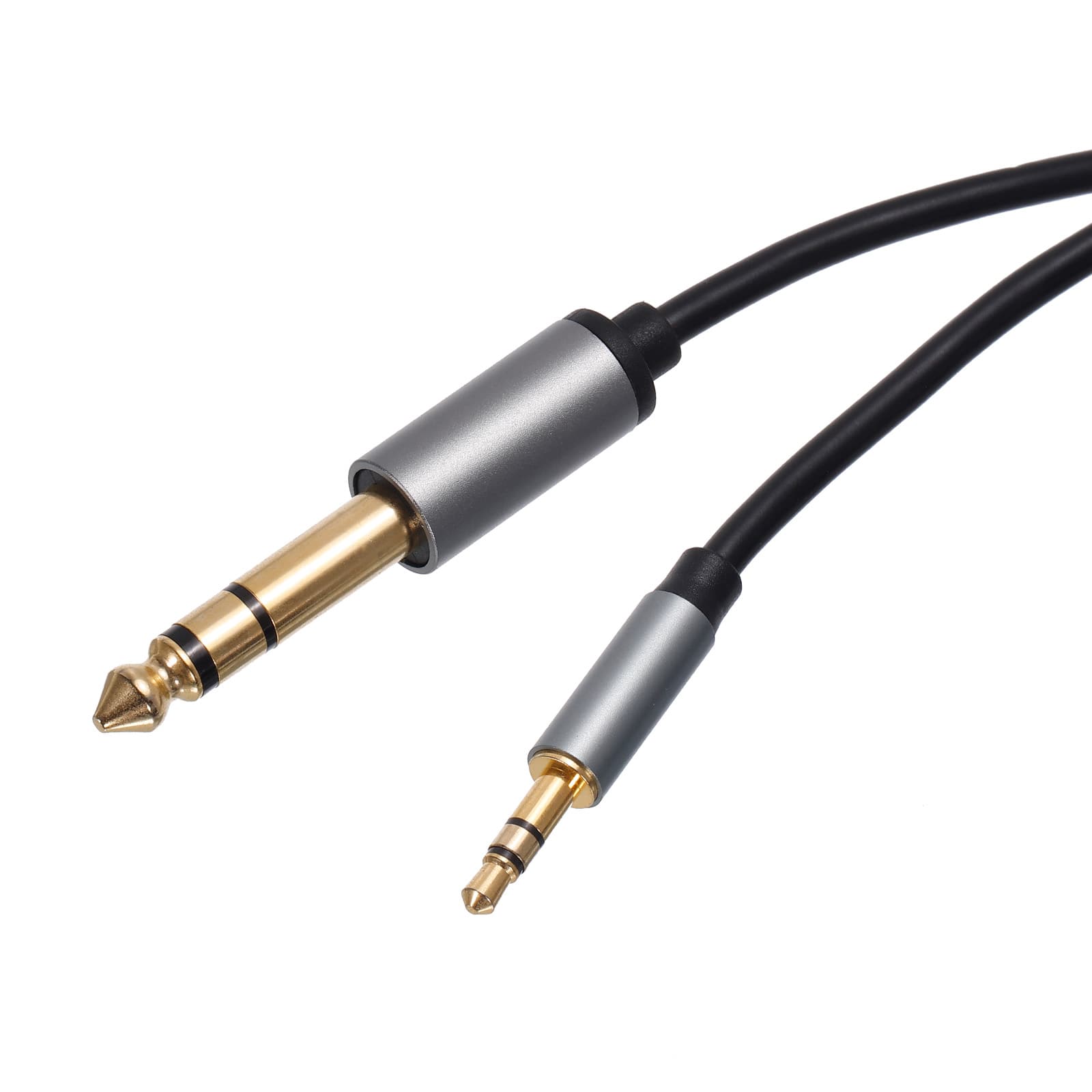 Unique Bargains - TRS Aux Cable 3.5mm Male to 6.5mm Male, Aux Audio HiFi Headphone Cord 3.3ft Nylon Braided for Phone Speaker - Gray