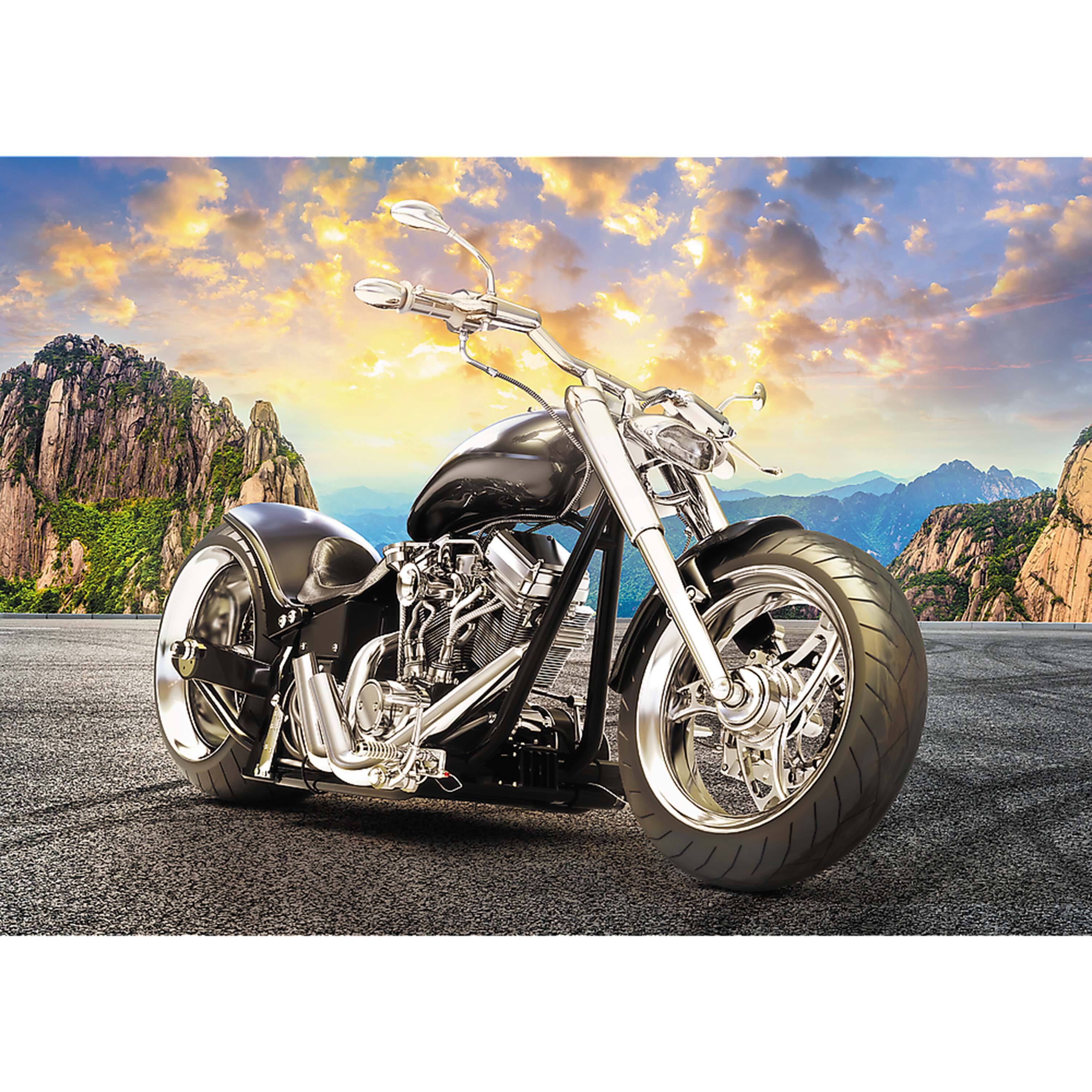 Angle. Trefl - Trefl Red 500 Piece Puzzle - Black motorcycle.