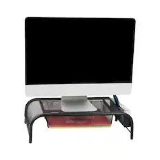 Front. Mind Reader - Monitor Stand, Ventilated Laptop Riser, Paper Tray, Storage, Office, Metal Mesh, 20"L x 11.5"W x 5.5"H - Black.