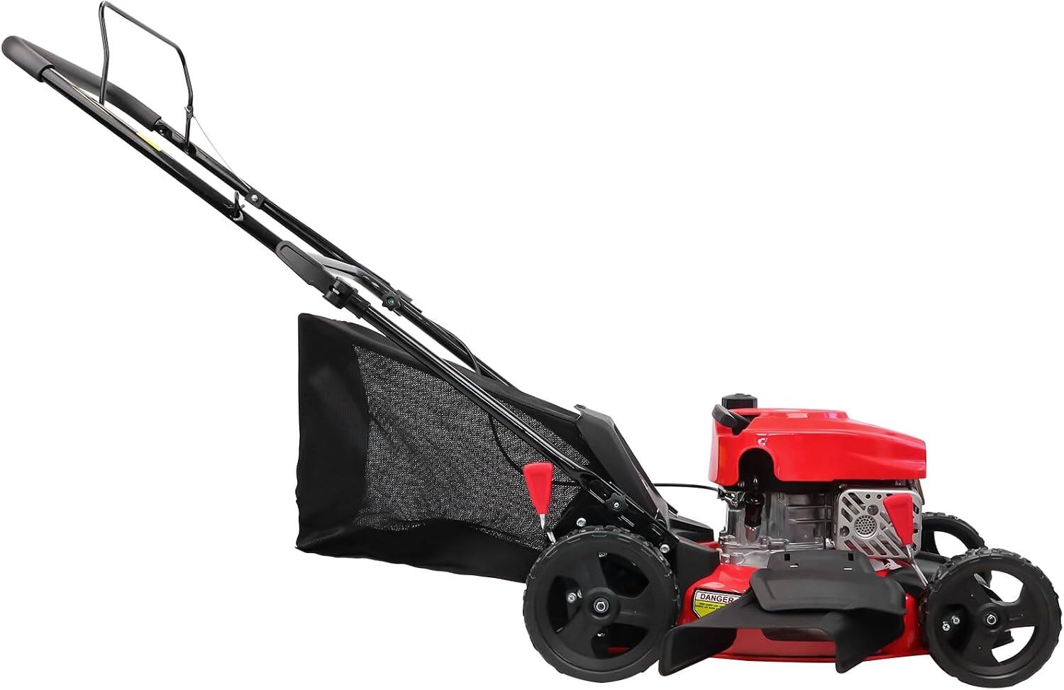 Alt View 3. POWERSMART - EasyCut 18-Inch Gas Lawn Mower, 144cc 4-Stroke OHV Engine, Push Walk-Behind, 3-in-1 Mulch/Bag/Side Discharge - red.