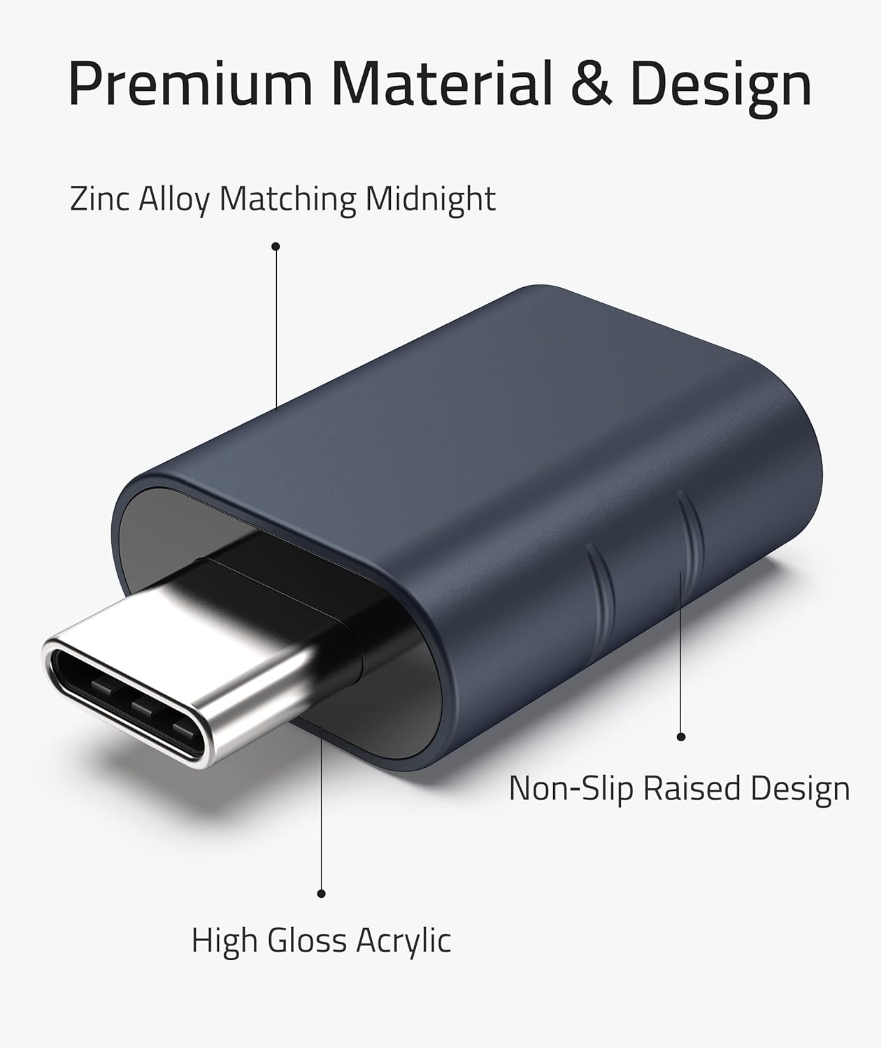 Premium Material & Design

- Zinc Alloy Matching Midnight
- High Gloss Acrylic
- Non-Slip Raised Design