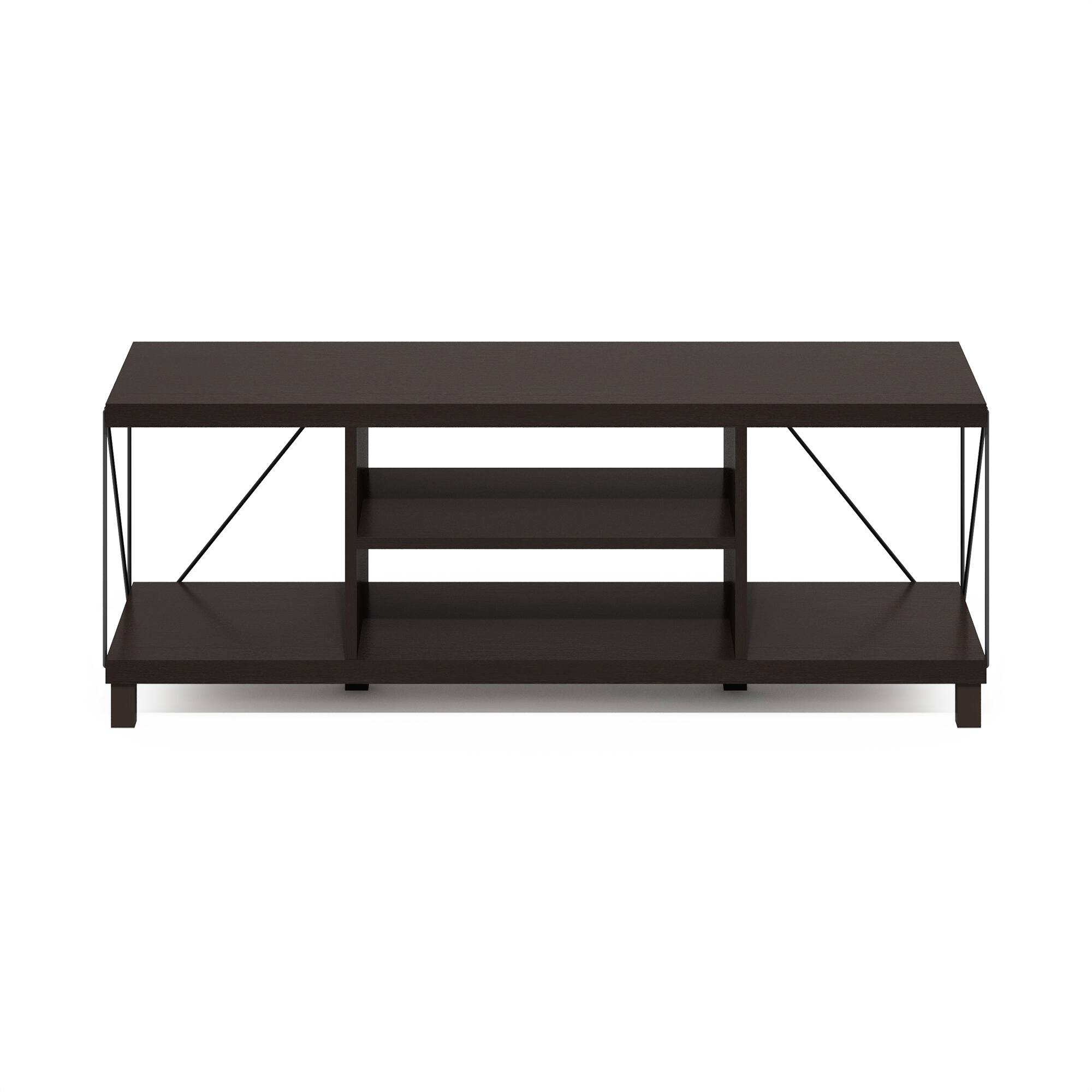 Alt View 2. Furinno - Besi No Tools Assembly Industrial Style TV Stand, Entertainment Center for 50 inch TV - Dark Oak.