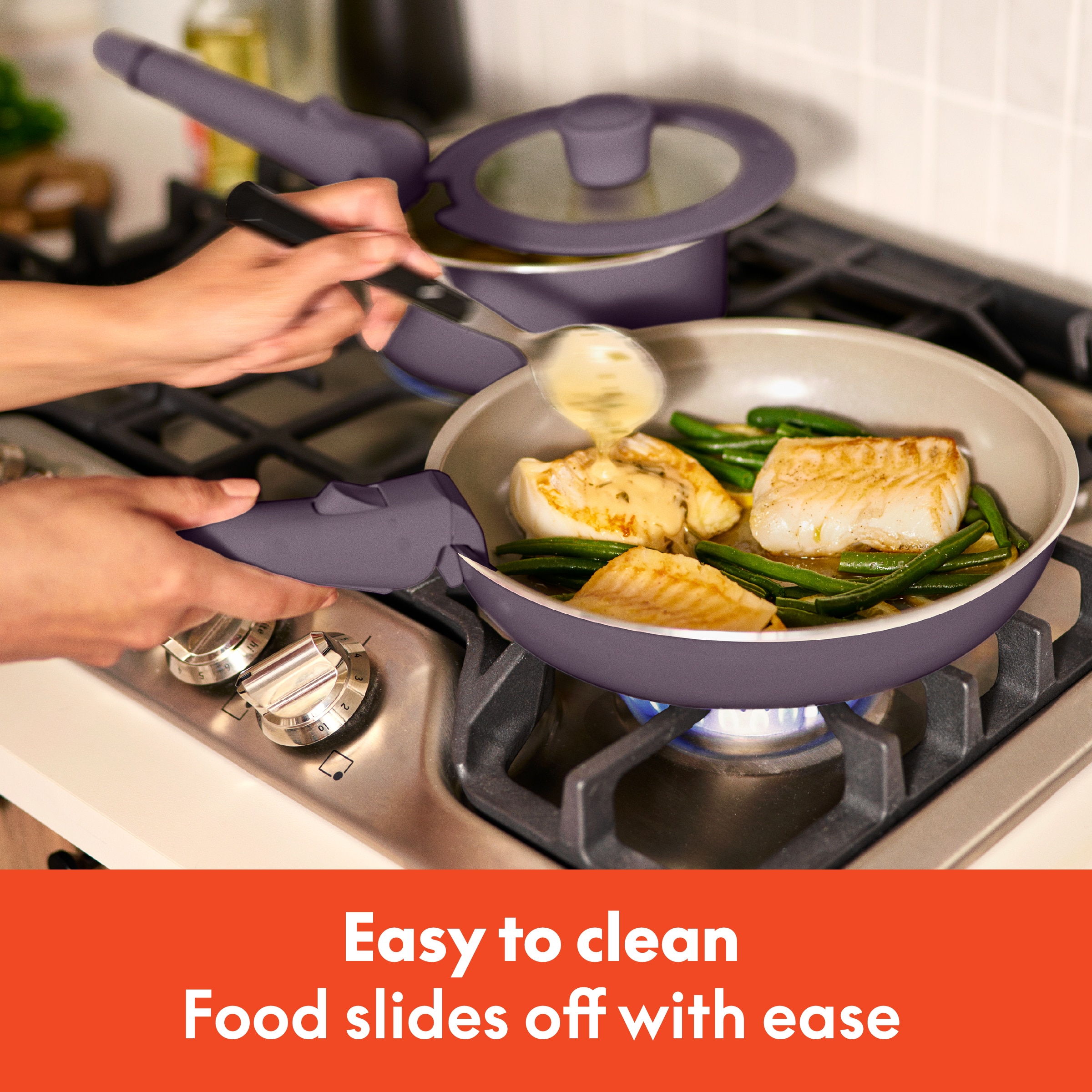 F - e M Easy to clean Food slides off with ease