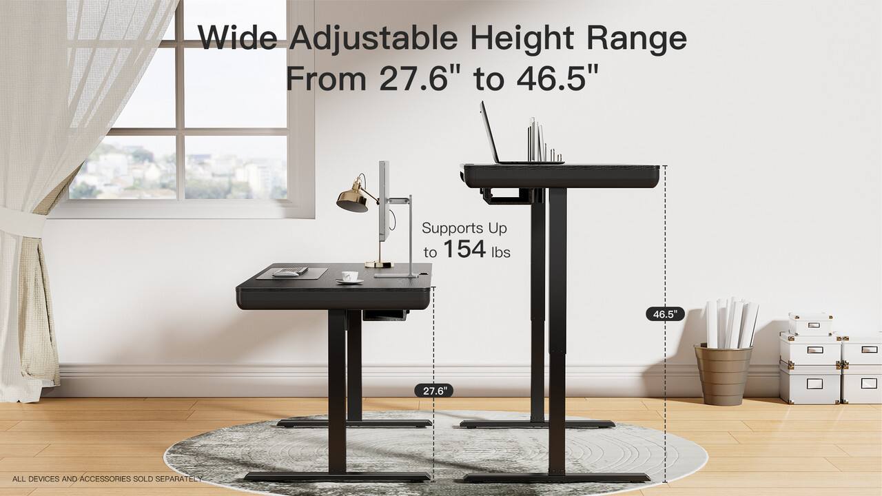 Wide Adjustable Height Range  
From 27.6" to 46.5"  
Supports Up to 154 lbs  

ALL DEVICES AND ACCESSORIES SOLD SEPARATELY