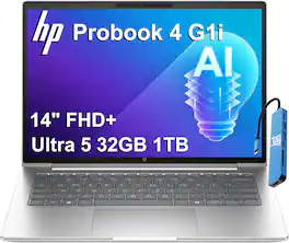 HP - Upgraded - ProBook 4 G1i 14" FHD+ AI Notebook - Intel Core Ultra 5 225U with 32GB Memory - 1TB SSD - Windows 11 Pro - Silver