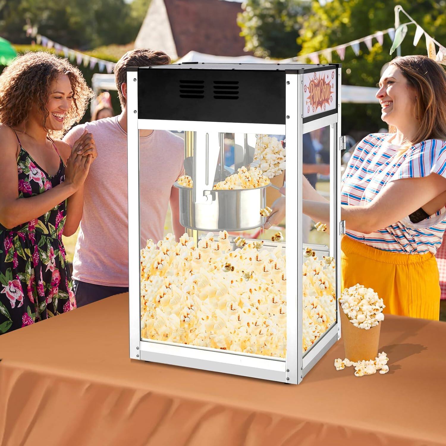 Alt View 7. Winado - 1400W Commercial Popcorn Machine with 12 Ounce Kettle Makes Up to 80 Cups ETL Certified, Countertop Popcorn Maker - Black.