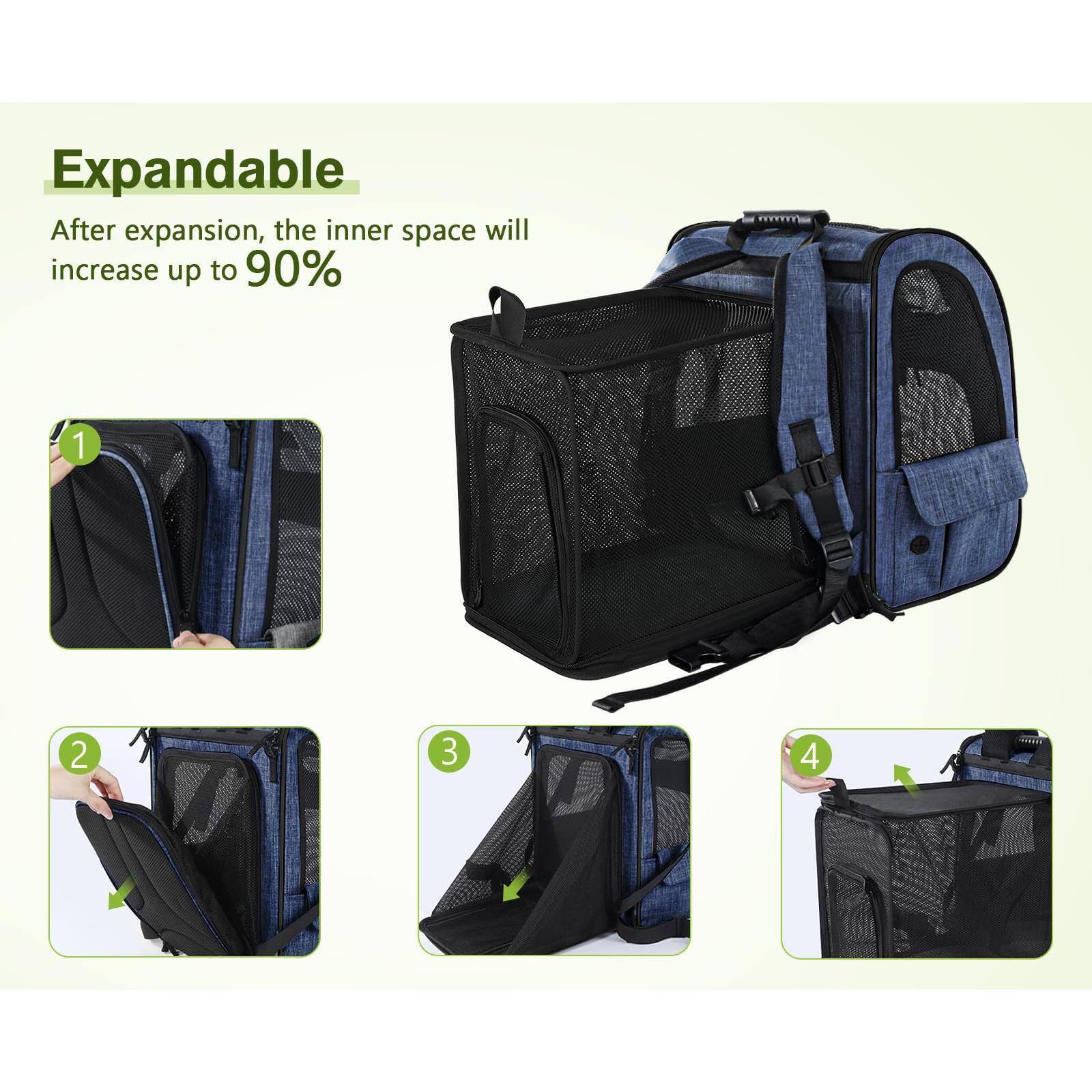 Expandable

After expansion, the inner space will increase up to 90%

1. [Image of the bag with a zipper being pulled]
2. [Image of the bag with a flap being lifted]
3. [Image of the bag with the flap fully open]
4. [Image of the bag with the bottom being expanded]