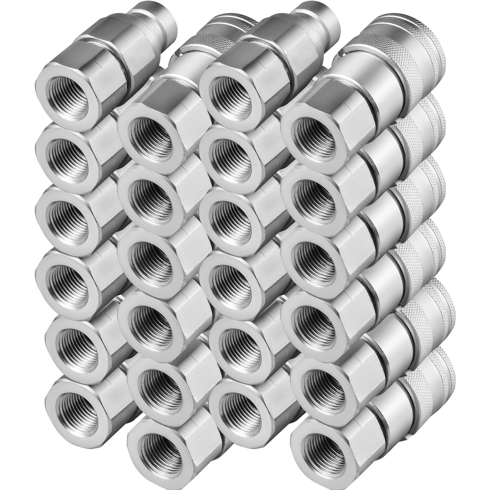Alt View 5. VEVOR - Skid Steer Hydraulic Quick Connect 1/2" Body Hydraulic Coupler 1/2" NPT Hydraulic Coupling Quick Connect 2 Pairs - Silver;Red.