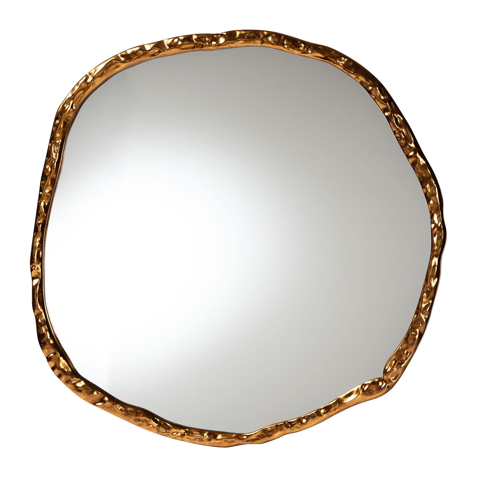 Baxton Studio - Urania Wall Mirror - Irregular Shape Accent Mirror with Frame, Modern Glam Accent - Antique Goldleaf