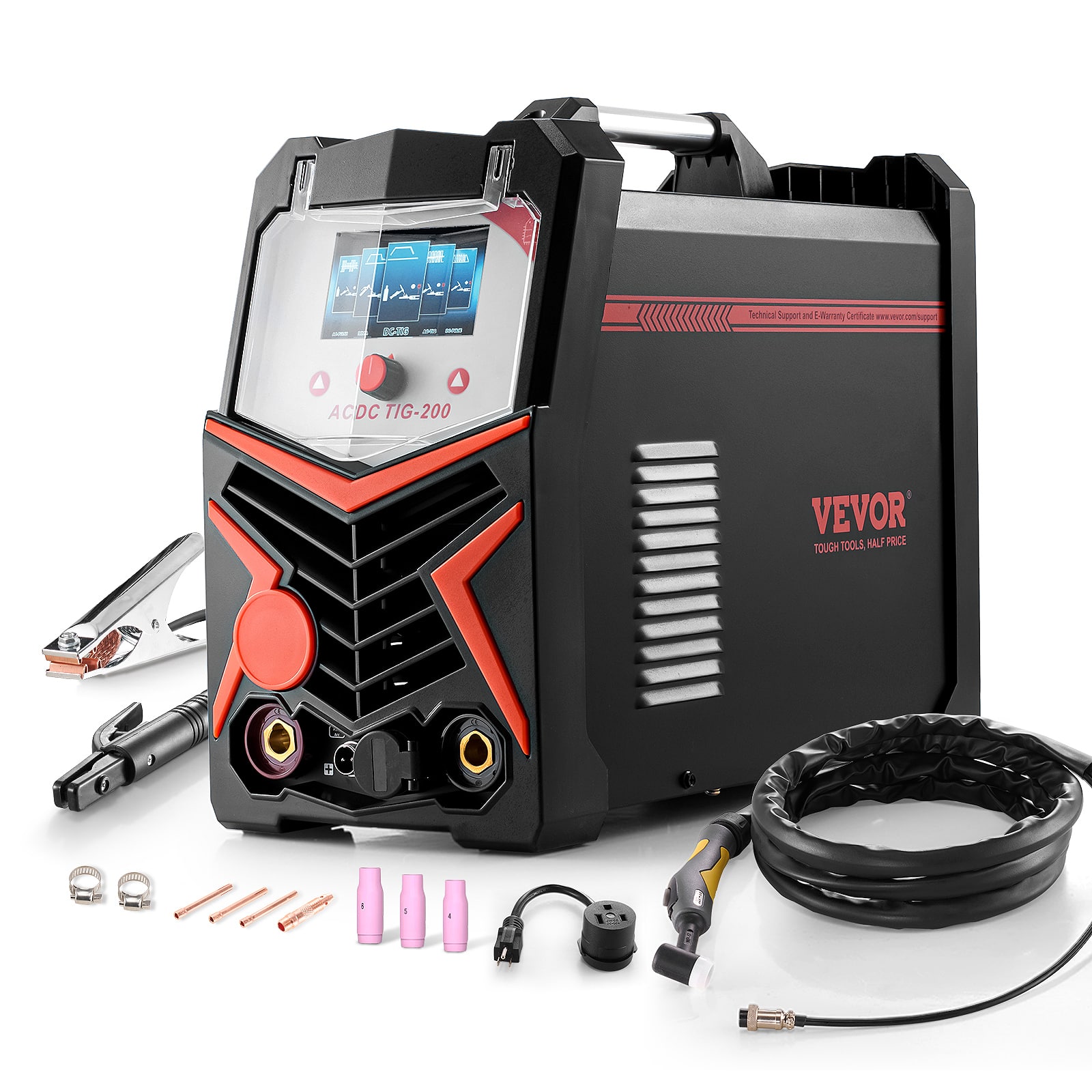 VEVOR - TIG Welder, 200A 6-In-1 Aluminum Welding Machine (LED Display) - AC TIG/DC TIG/AC Pulse TIG/DC Pulse TIG/Spot TIG/MMA - Orange;Black price history on PriceWatchPro