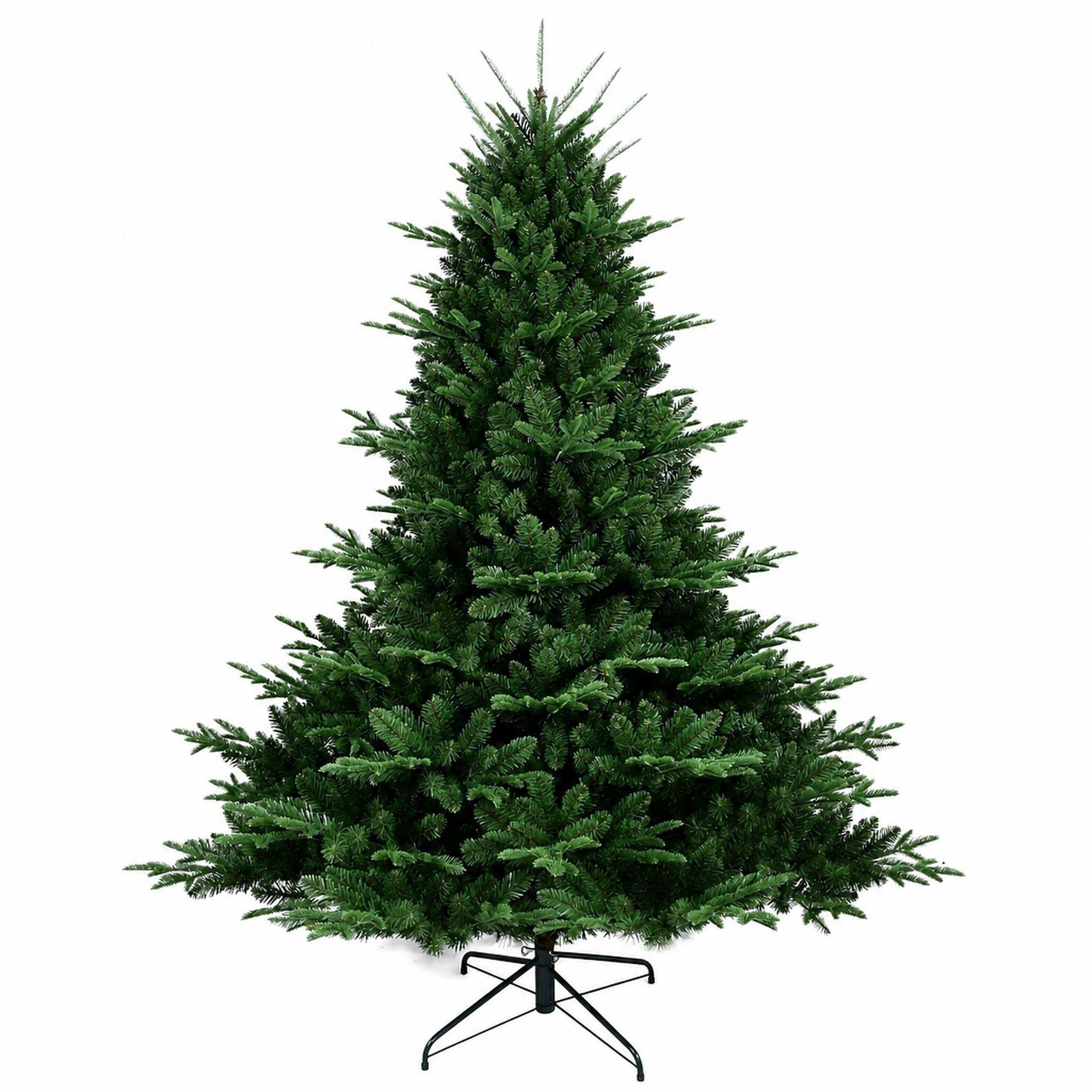 Front. RYHNUYNE - 5FT Full-Shaped Christmas Tree, 1129 PE/PVC Mixed Needles Wide Base Hinged Structure Metal Stand Strong Support - Green.