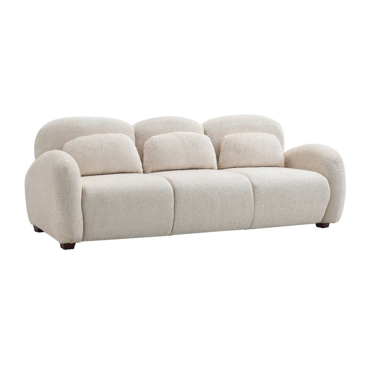 Angle. Ropilly - Ropilly 78 Inch Boucle Sofa, 3 Seater Upholstered Sofa with 3 Pillows, Beige Apartment Size Sofa - Beige.