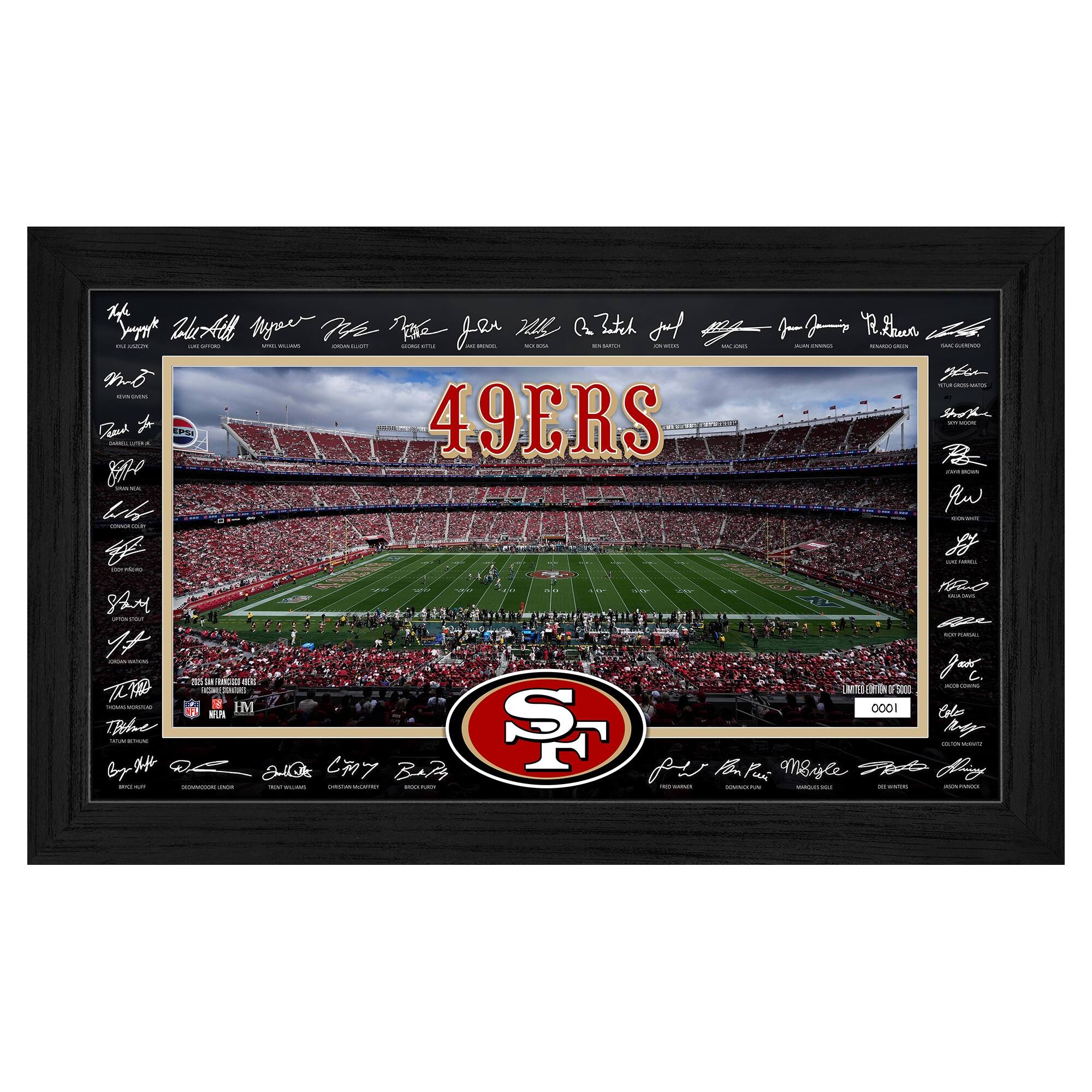 Highland Mint - San Francisco 49ers 12" x 20" 2025 Signature Gridiron Panoramic Framed Photo - Multicolor