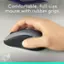 Comfortable, full-size mouse with rubber grips.
