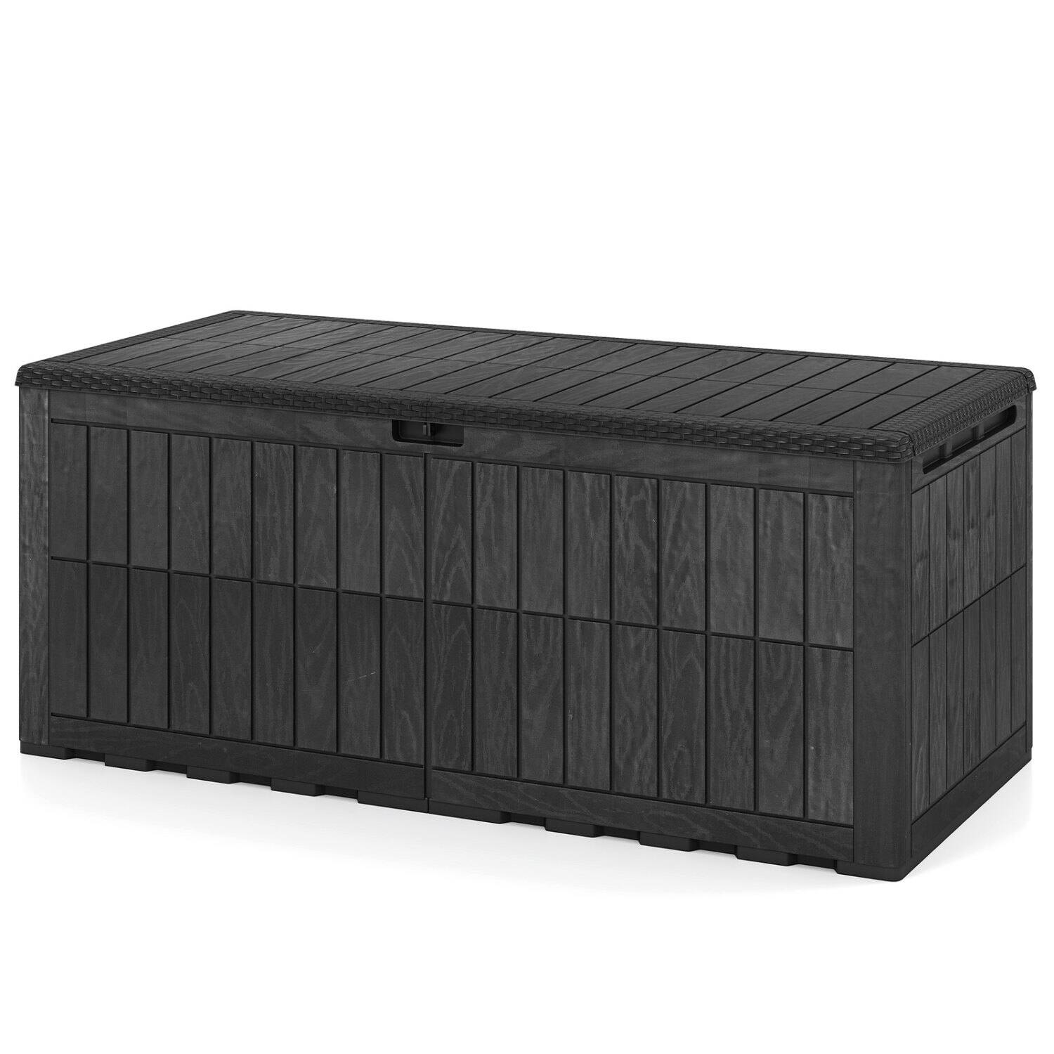 Left. WELLFOR - 180 Gal Outdoor Deck Box All-Weather Lockable Storage Bin with Lid and Handles - Black.