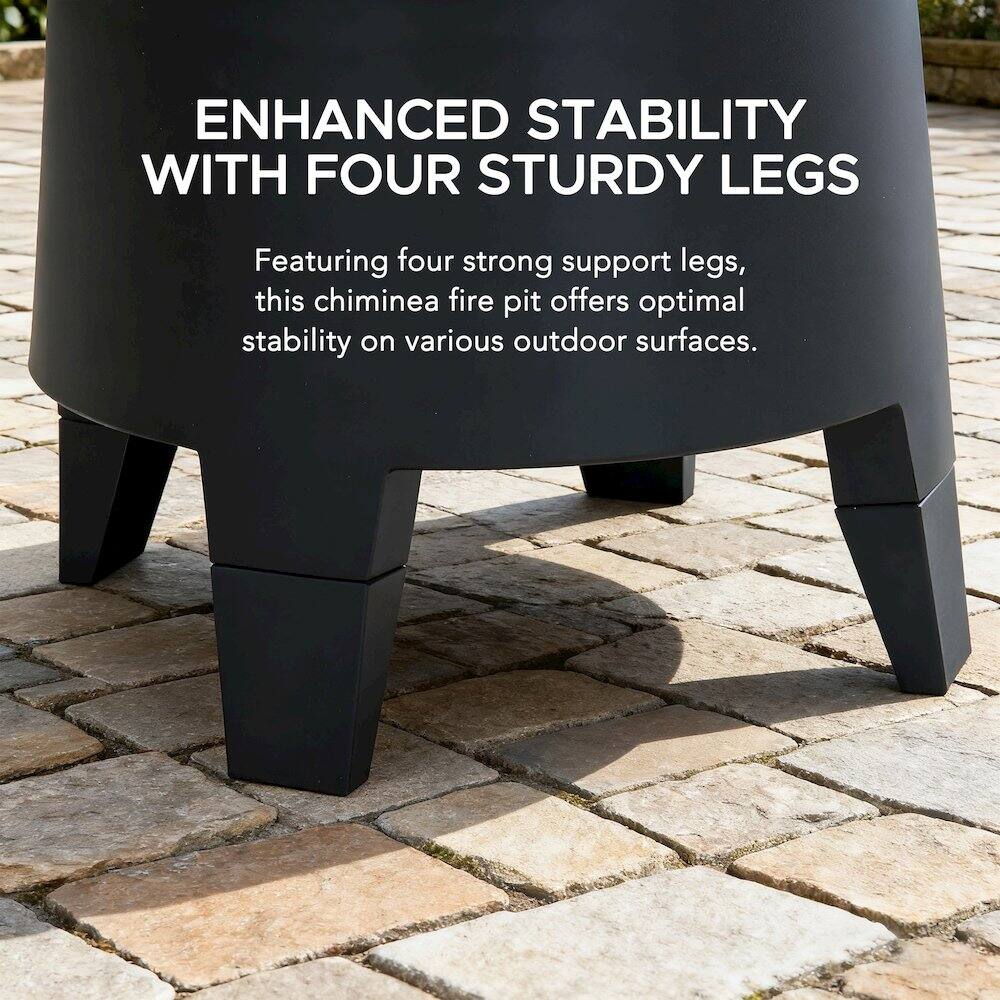 ENHANCED STABILITY WITH FOUR STURDY LEGS

Featuring four strong support legs, this chiminea fire pit offers optimal stability on various outdoor surfaces.