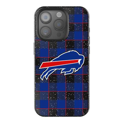 Front. Keyscaper - Buffalo Bills Plaid Bling iPhone Case - 15 Pro - Black.