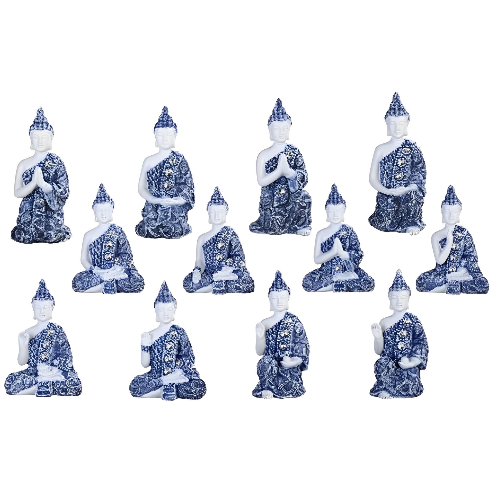 FC Design - 12-PC Miniature Buddha in Different Poses 3.5"H Figurine Set Office Desk Tabletop Home Decor Gift - Multi-Color