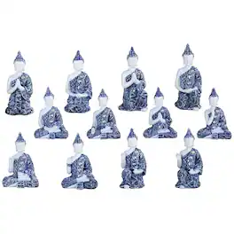 FC Design - 12-PC Miniature Buddha in Different Poses 3.5"H Figurine Set Office Desk Tabletop Home Decor Gift - Multi-Color