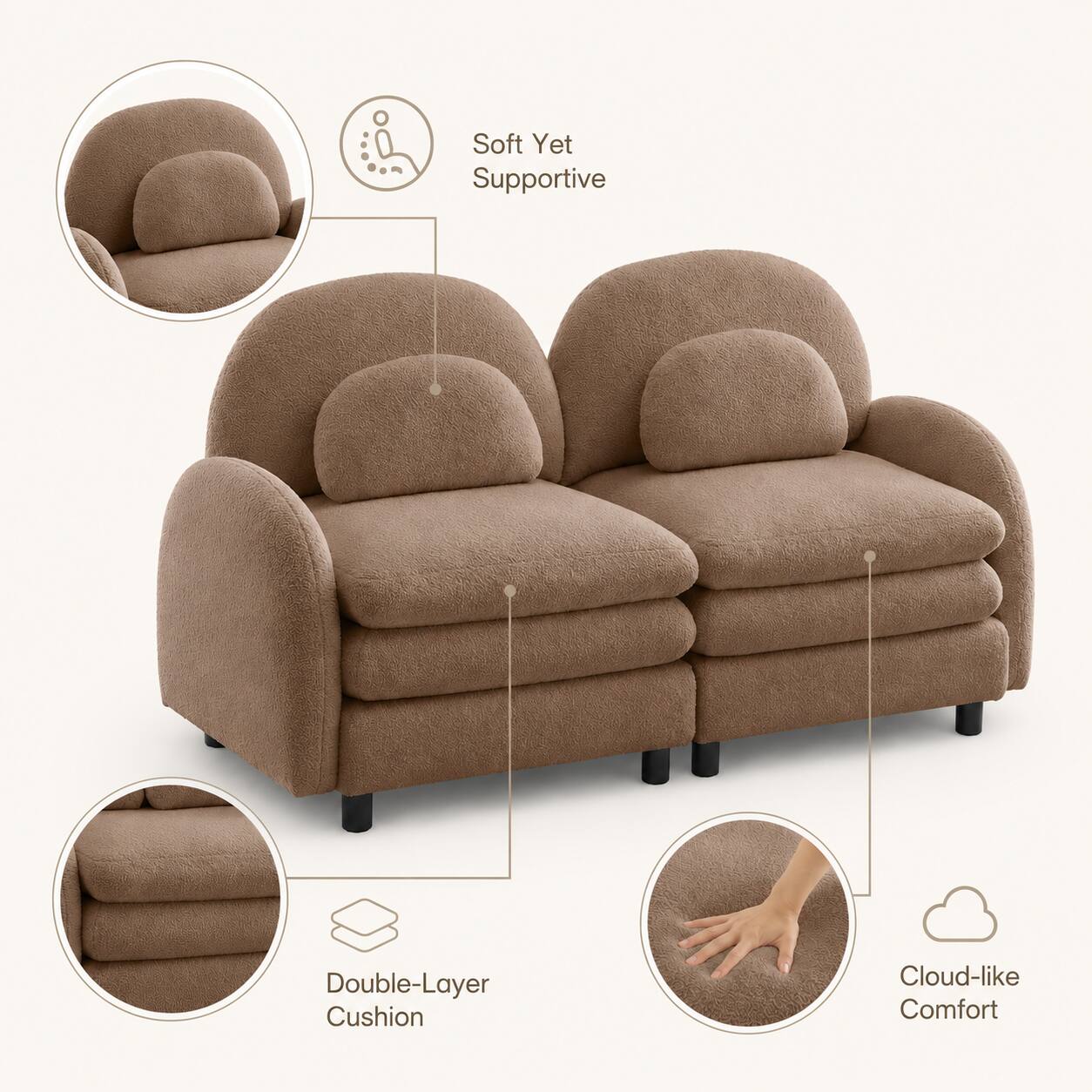 Soft Yet Supportive Double-Layer Cushion Cloud-like Comfort