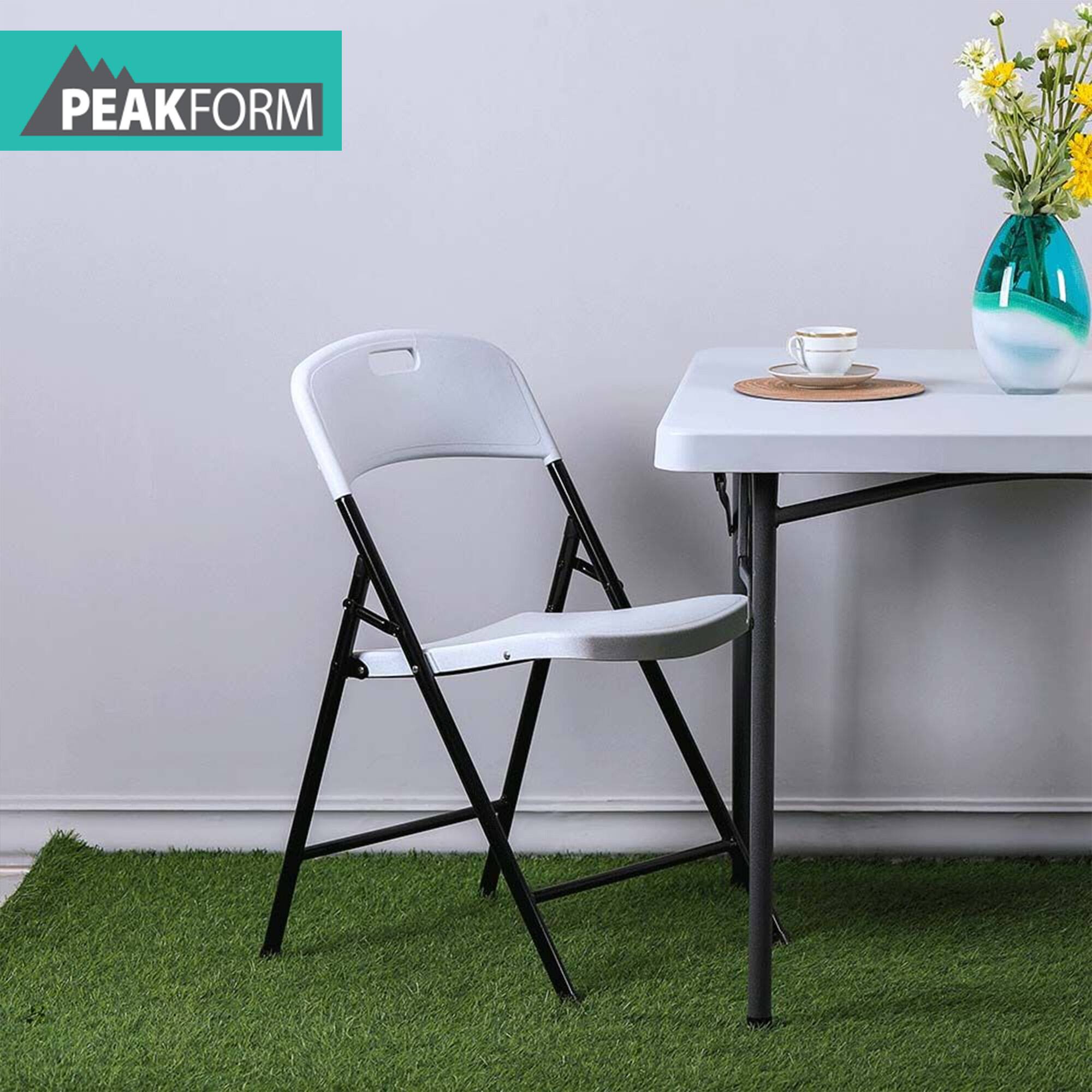 Alt View 3. Peakform - Peakform Plastic Folding Chair, Indoor Outdoor Seating, 4 Pack, White - White.