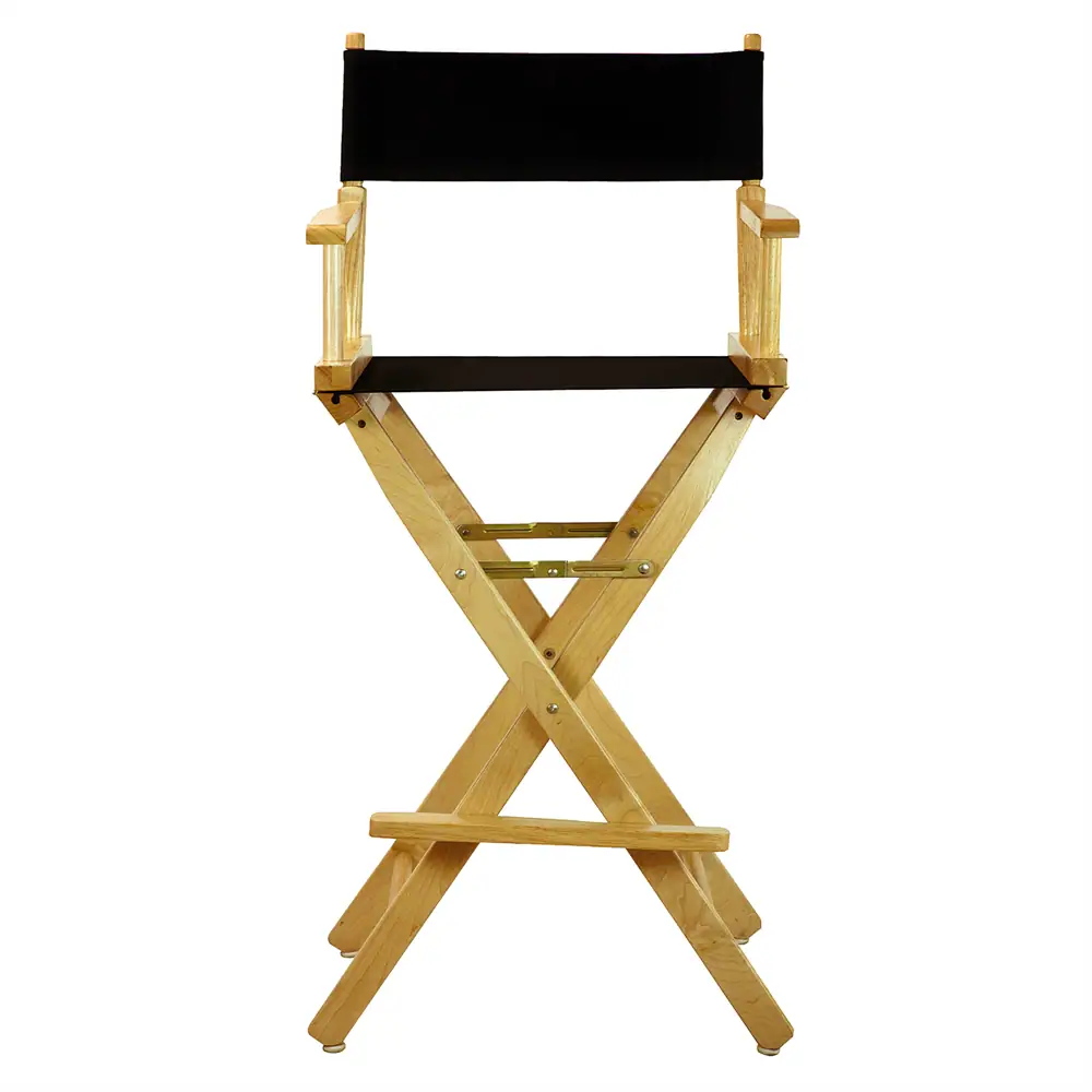 Alt View 1. FurniFact - Foldable Director Chair with Natural Wood Frame and Black Canvas - Natural Frame/Black Canvas.