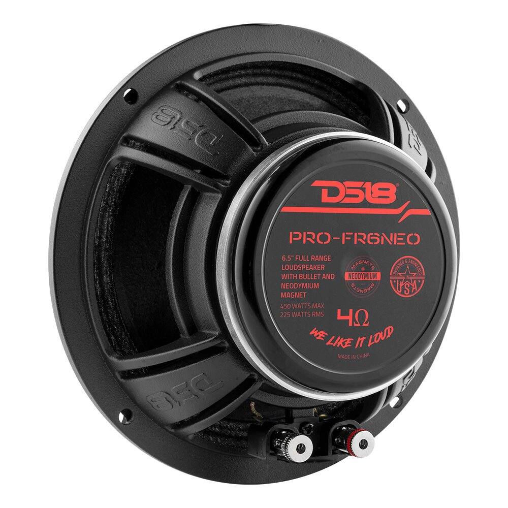 DSB  
D518  
PRO-FR6NEO 6.5 FULL RANGE LOUDSPEAKER  
WITH BULLET AND NEODYMIUM NEODYMIUM MAGNETS  
USA  
450 WATTS MAX  
225 WATTS RMS  
4Ω  
WE LIKE IT LOUD  
MADE IN CHINA