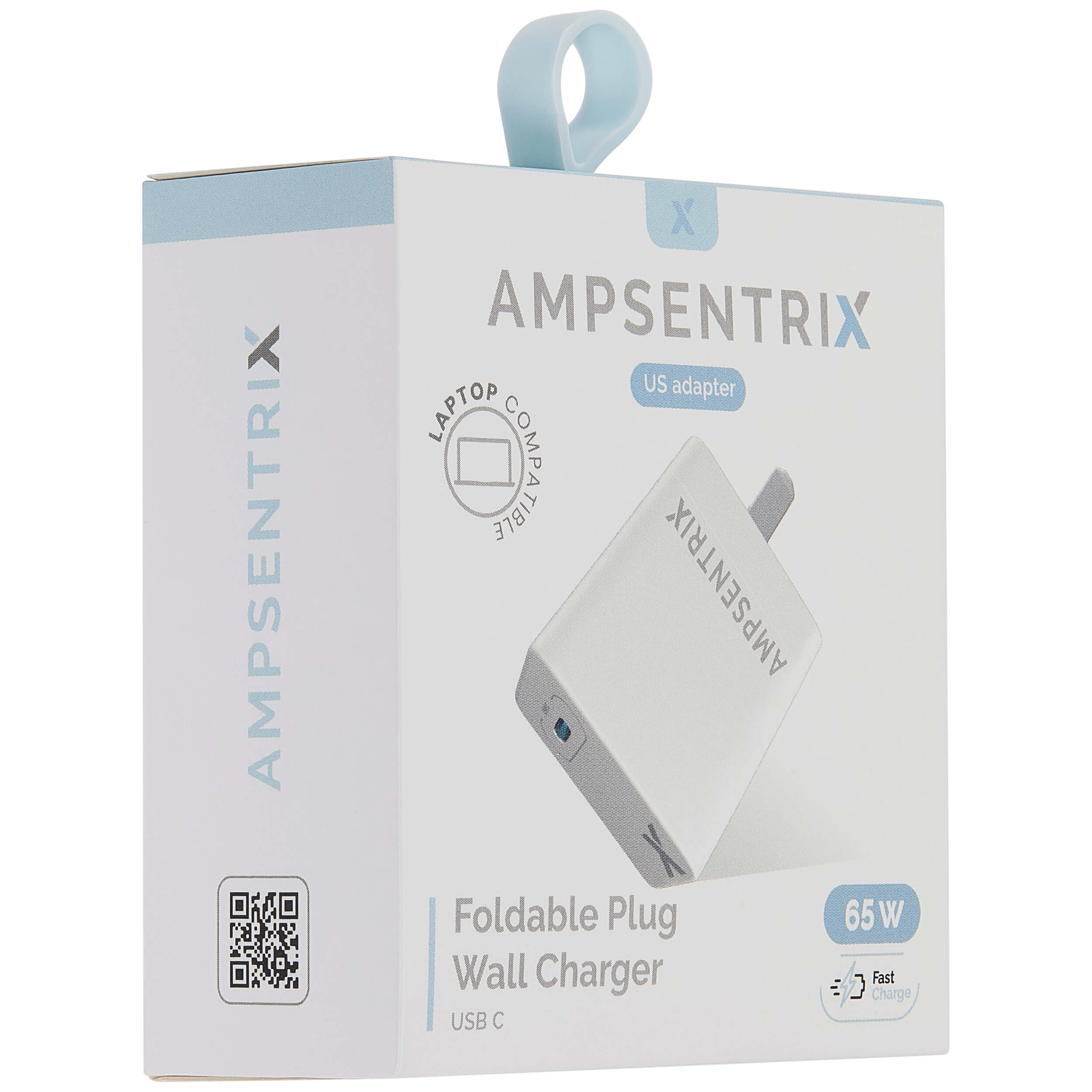 AMPSENTRIX X AMPSENTRIX US adapter LAPTOP COMPATIBLE AMPSENTRIX Foldable Plug 65 W Wall Charger - Fast Charge USB C