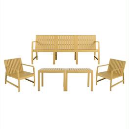 Mondawe - 5-Piece Outdoor Furniture Set – 3-Seater Sofa ,2 Chairs & 2 Coffee Tables - Yellow