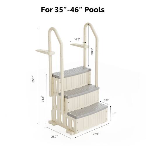 For 35"-46" Pools

- 16.5"
- 30.5"
- 65.1"
- 34.6"
- 8.9"
- 11"
- 26.7"
- 27.6"