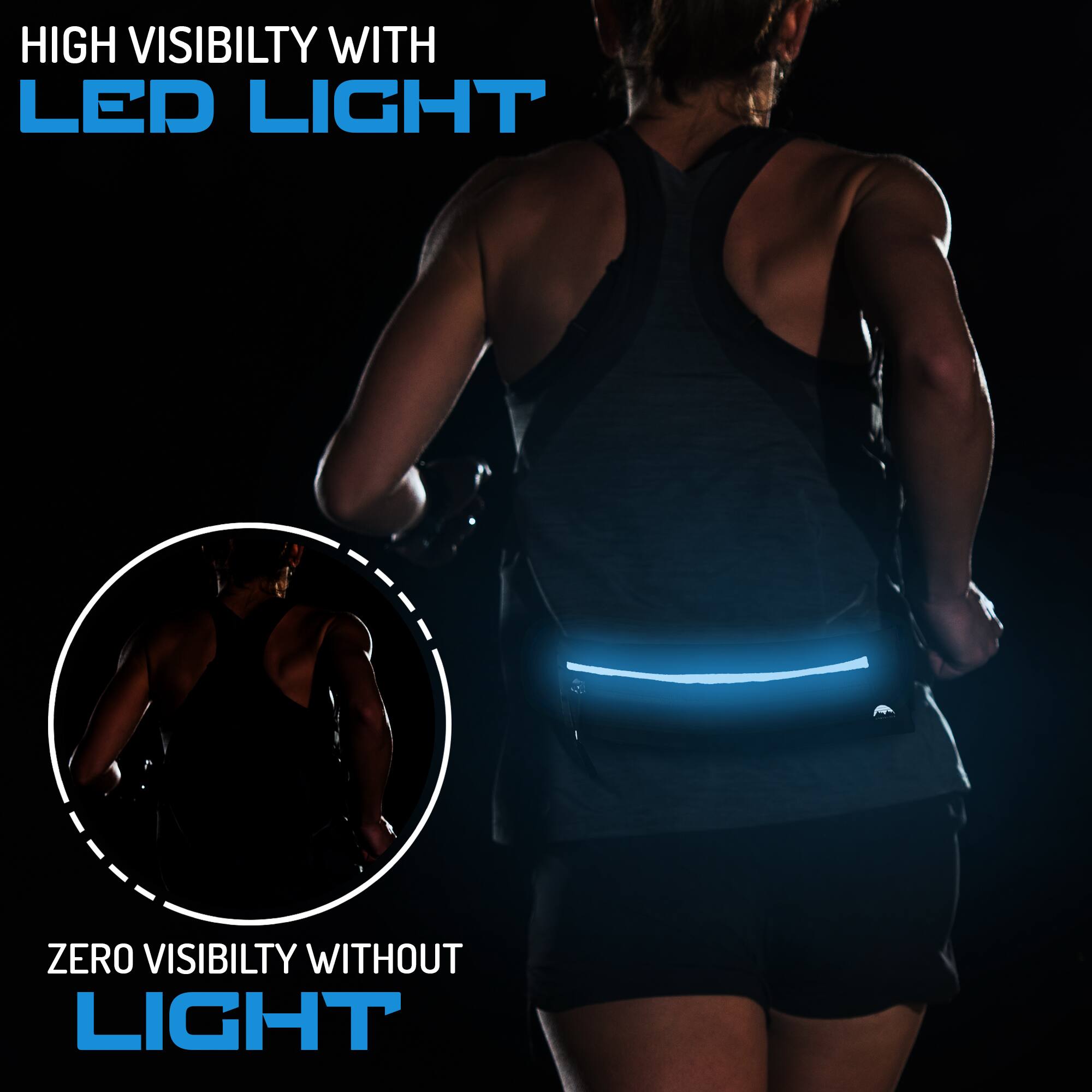 HIGH VISIBILITY WITH LED LIGHT  
ZERO VISIBILITY WITHOUT LIGHT