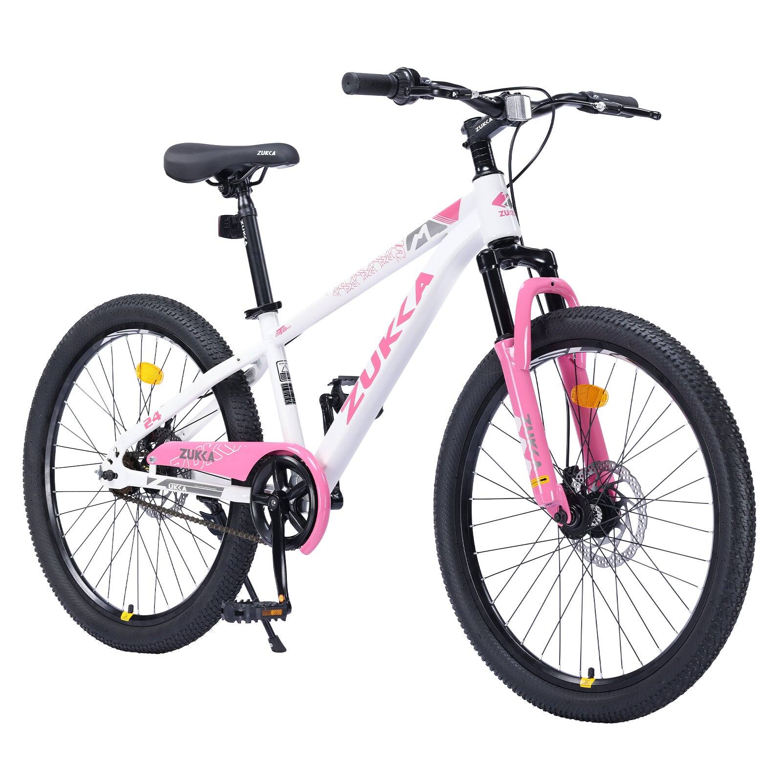 BreeBe - ZUKKA Mountain Bike,24 Inch MTB for Boys and Girls Age 9-12 Years,Multiple Colors - White