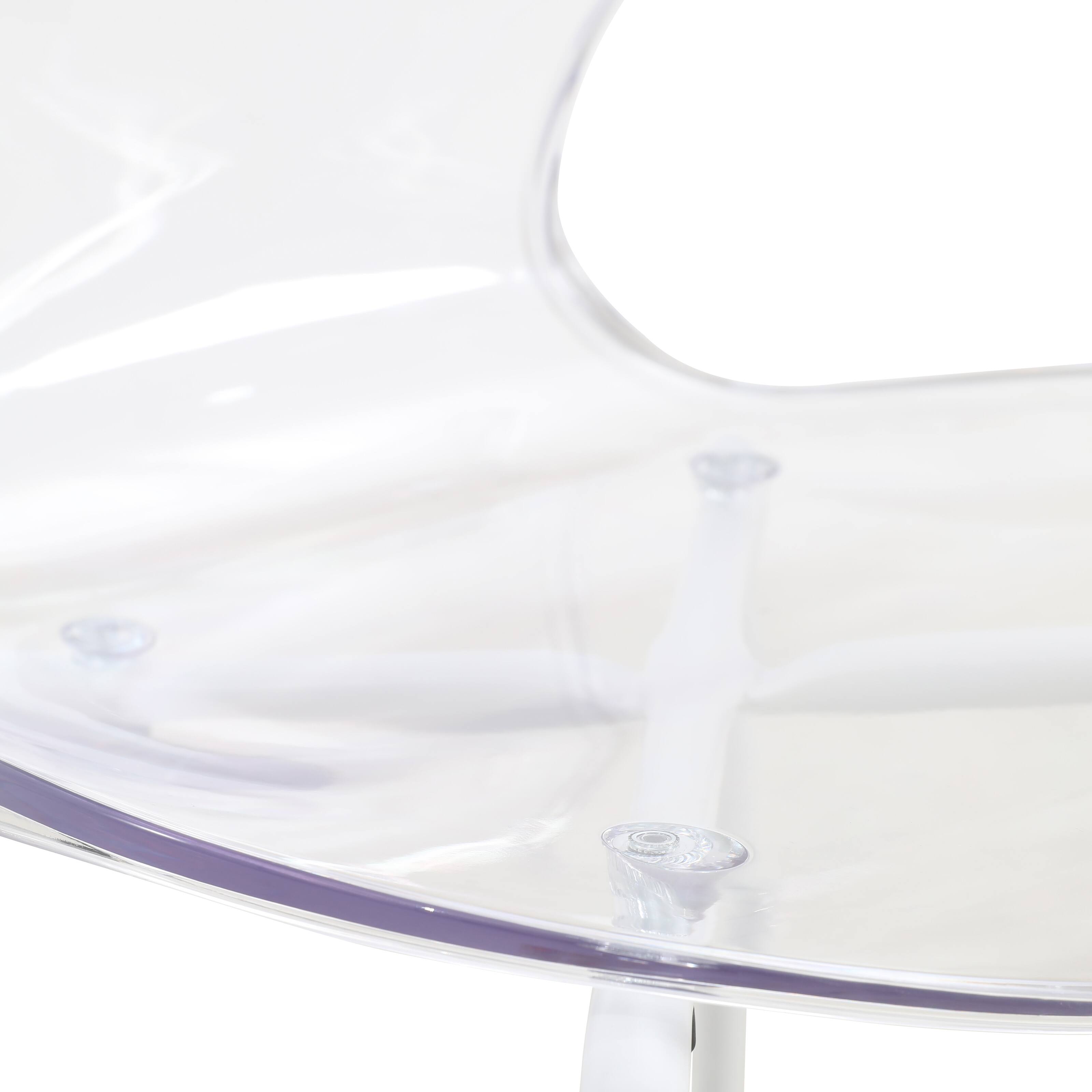Alt View 4. LeisureMod - Oyster Modern Clear Plastic Dining Chair, Stackable Ergonomic Accent Chair with Powder Coated Steel Legs - Clear.