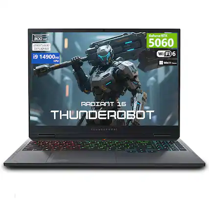 - 300 Hz
- 2560x1600
- 16" WQHD
- i9 14900HX CPU
- Geforce RTX 5060
- Wi-Fi 6
- Win11 Home
- RADIANT 16
- THUNDEROBOT