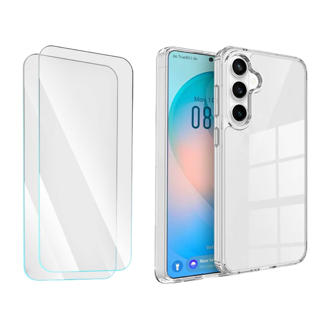 Entronix - Bundle Compatible with Galaxy S26 Plus - [Hard Back] Case & 2 Screen Protectors - Clear