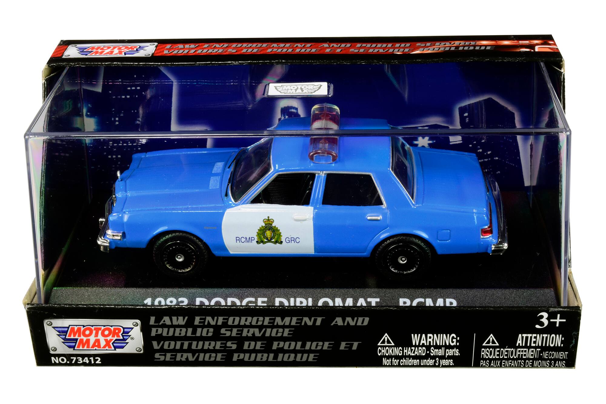 "1983 Dodge Diplomat ""Royal Canadian Mounted Police"" (RCMP) Light Blue and White 1/43 Diecast Model Car by Motormax" price history on PriceWatchPro