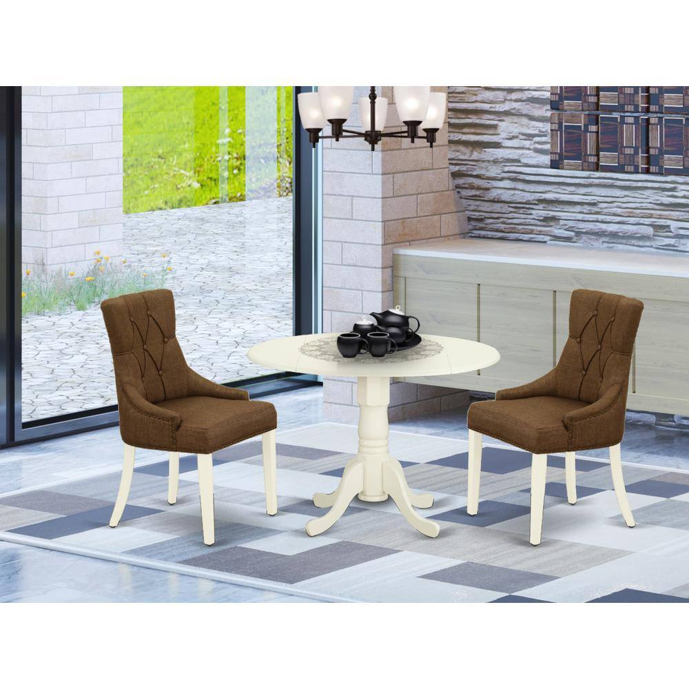 Left. East West Furniture - Dining Room Set Linen White - Brown.