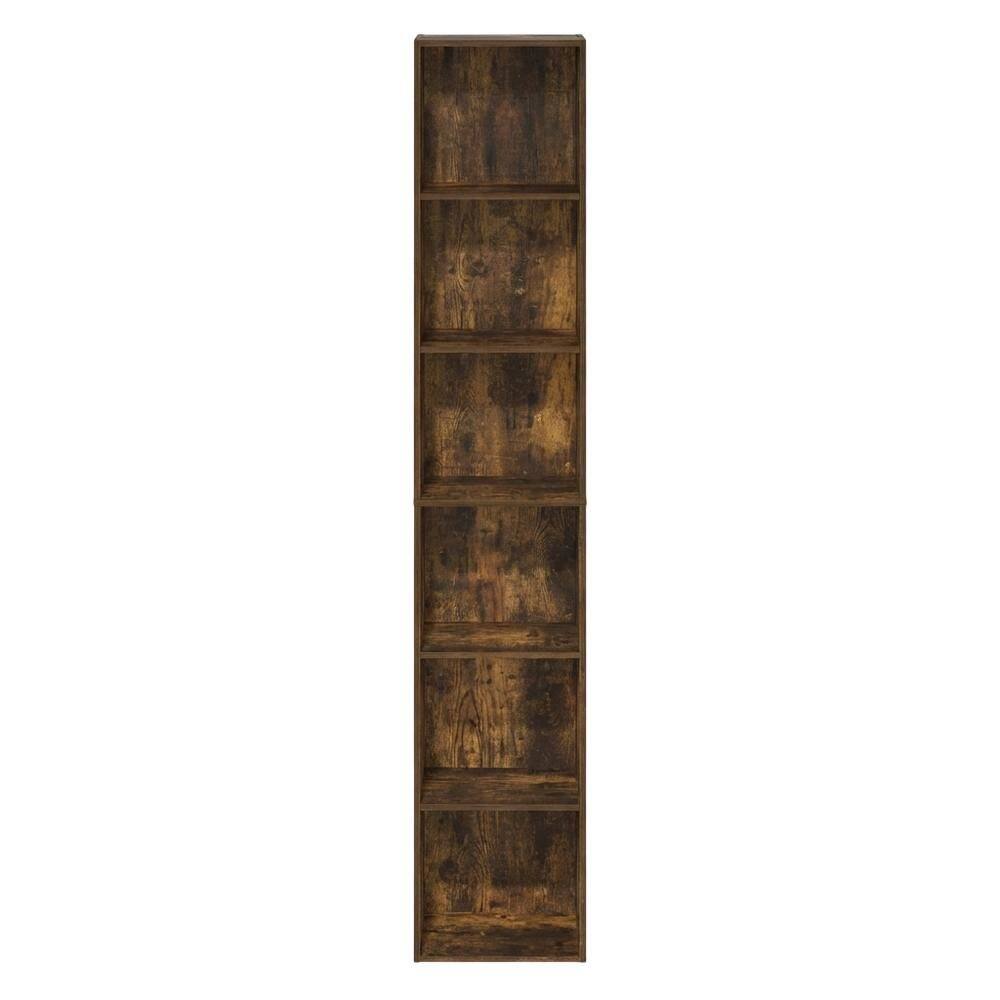 Back. FurniFact - Wooden bookcase with sleek design for versatile storage - Amber Pine.