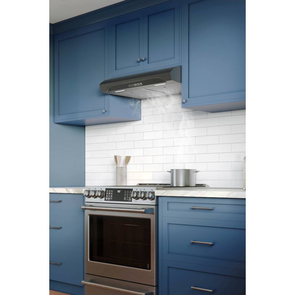 Alt View 14. Broan - Alta 30-Inch 350 MAX Blower CFM 1.5 Sones Black Stainless Range Hood - Stainless Steel.