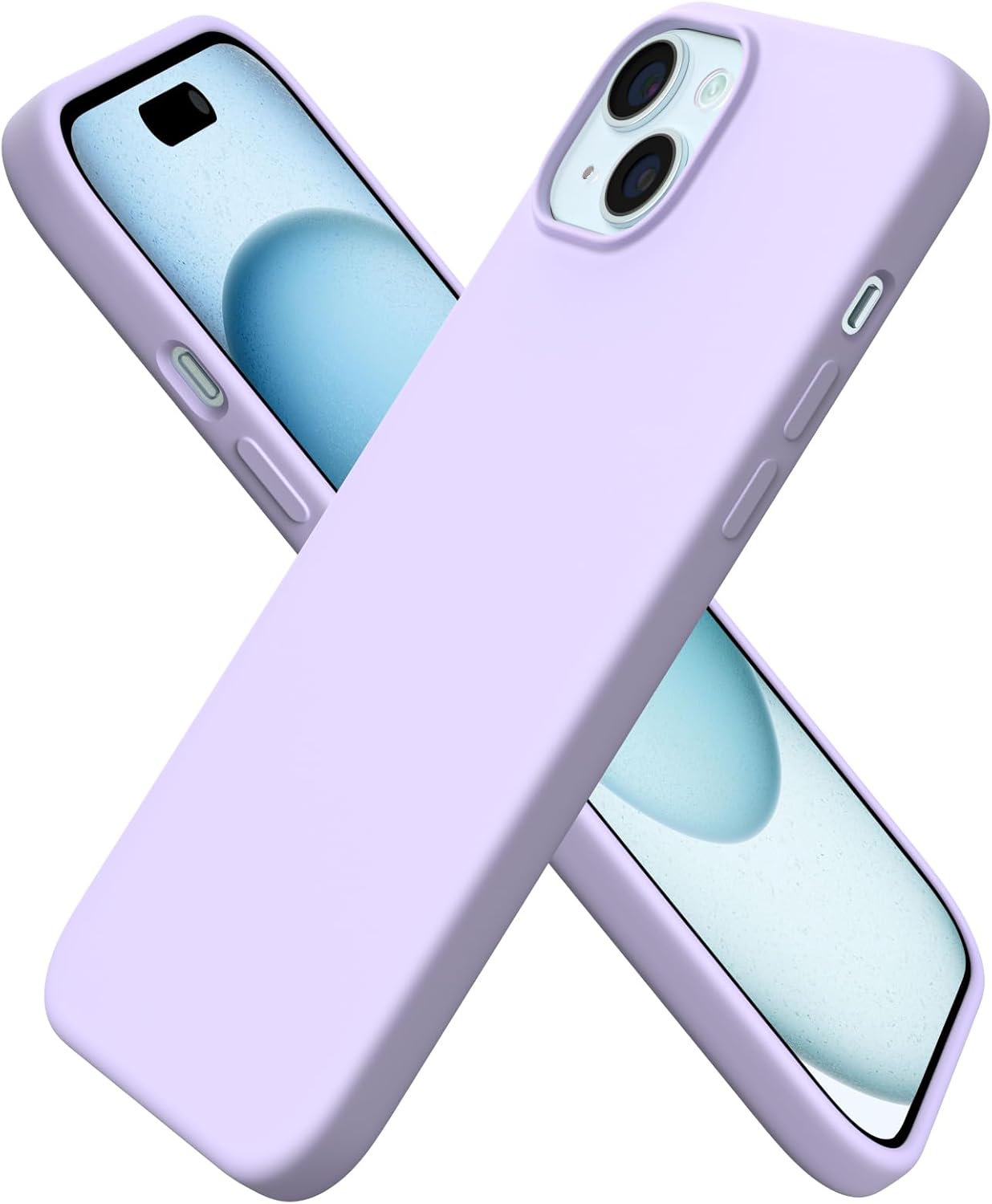 Front. Ornarto - ORNARTO Compatible with iPhone 15 Plus Case 6.7", Slim Liquid Silicone Full Covered Protective Cover-Pastel Lilac - Pastel Lilac.