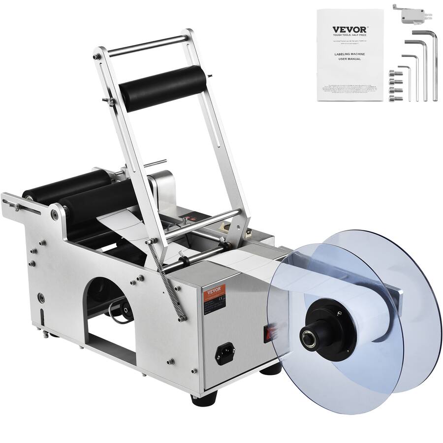 Round Shape Labeling Machine VEVOR Semi Automatic Round Labeling Machine, 20 50pcs/min, Electric ...