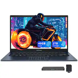 ASUS - Vivobook 14 14" FHD Laptop,Intel Core i3 1315U,40GB RAM,1TB SSD+1TB Docking Station Set, Win 11 Home, Quiet - Blue