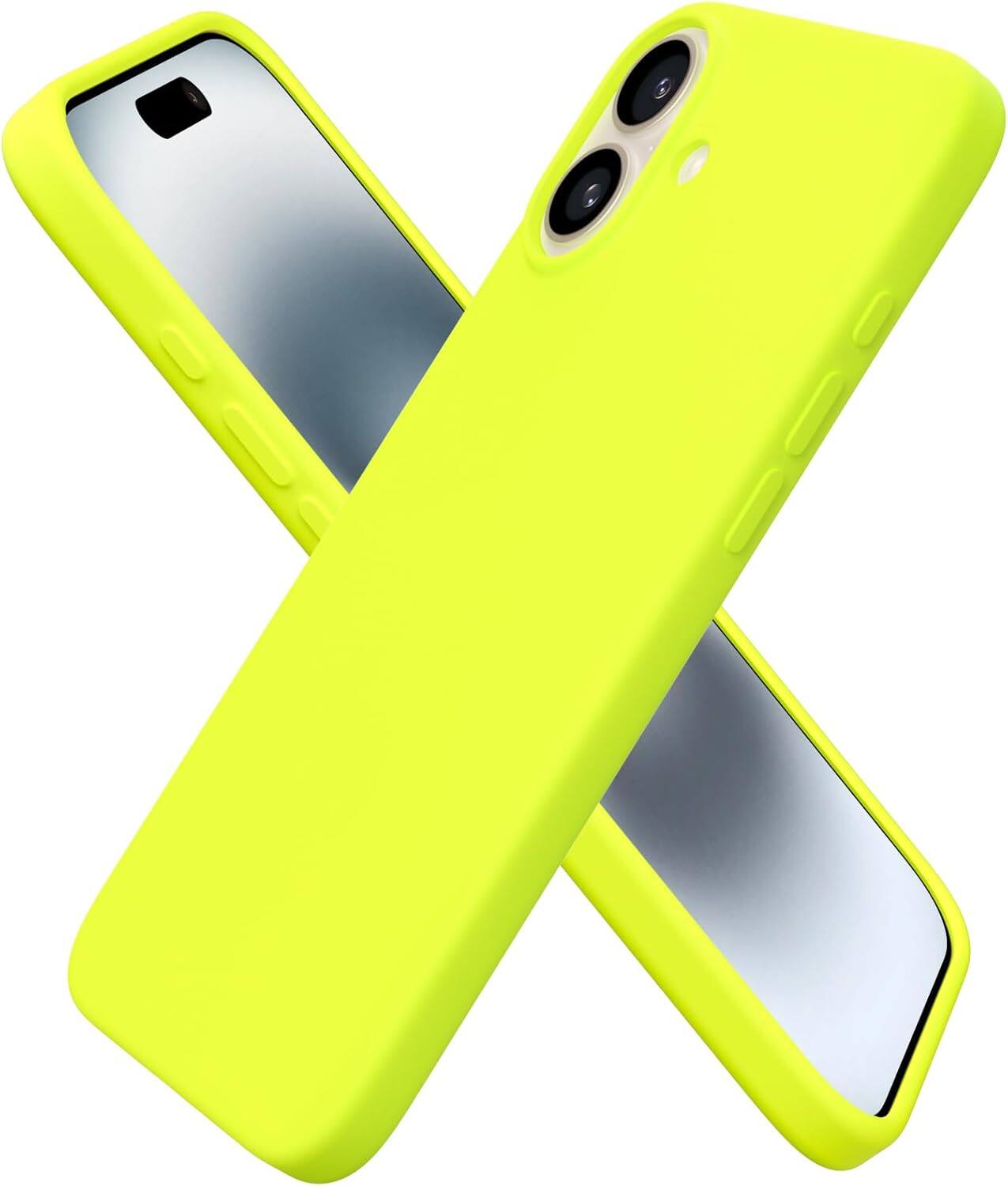 Front. Ornarto - ORNARTO Designed for iPhone 16 Plus Case 6.7", Liquid Silicone 3 Layers Full Covered Protective Cover-Fluorescent Yellow - Fluorescent Yellow.