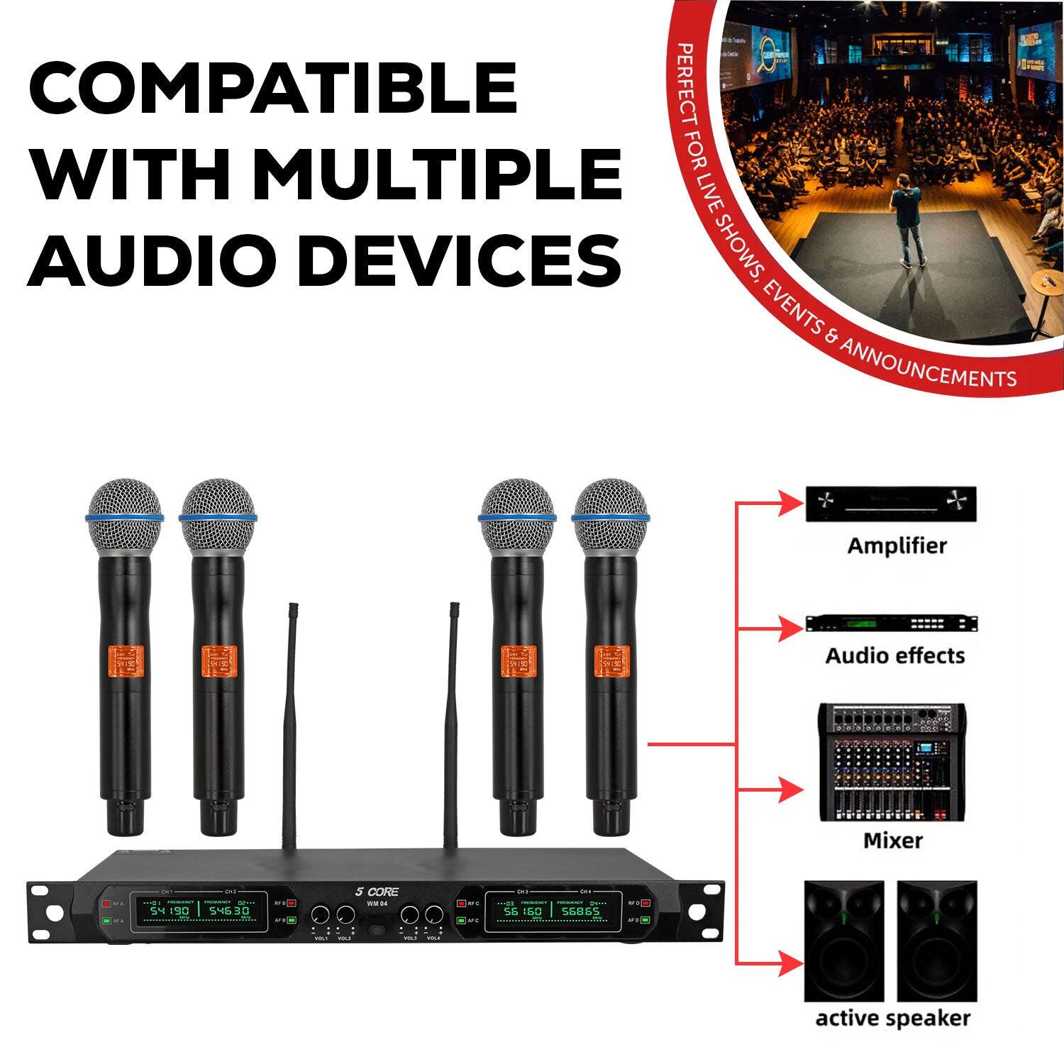 COMPATIBLE WITH MULTIPLE AUDIO DEVICES PERFECT FOR LIVE SHOWS, EVENTS & ANNOUNCEMENTS
Amplifier
Audio effects
Mixer
active speaker