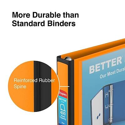 More Durable than Standard Binders  
Reinforced Rubber Spine  
BETTER  
Our Most Durable  
400 Sheet Capacity