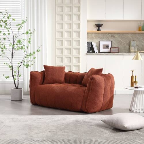 Alt View 1. GOODSILO - Premium Two-Person Square Recliner Sofa with High Resilience Foam Core for Ultimate Comfort and Relaxation - Red+Brown.