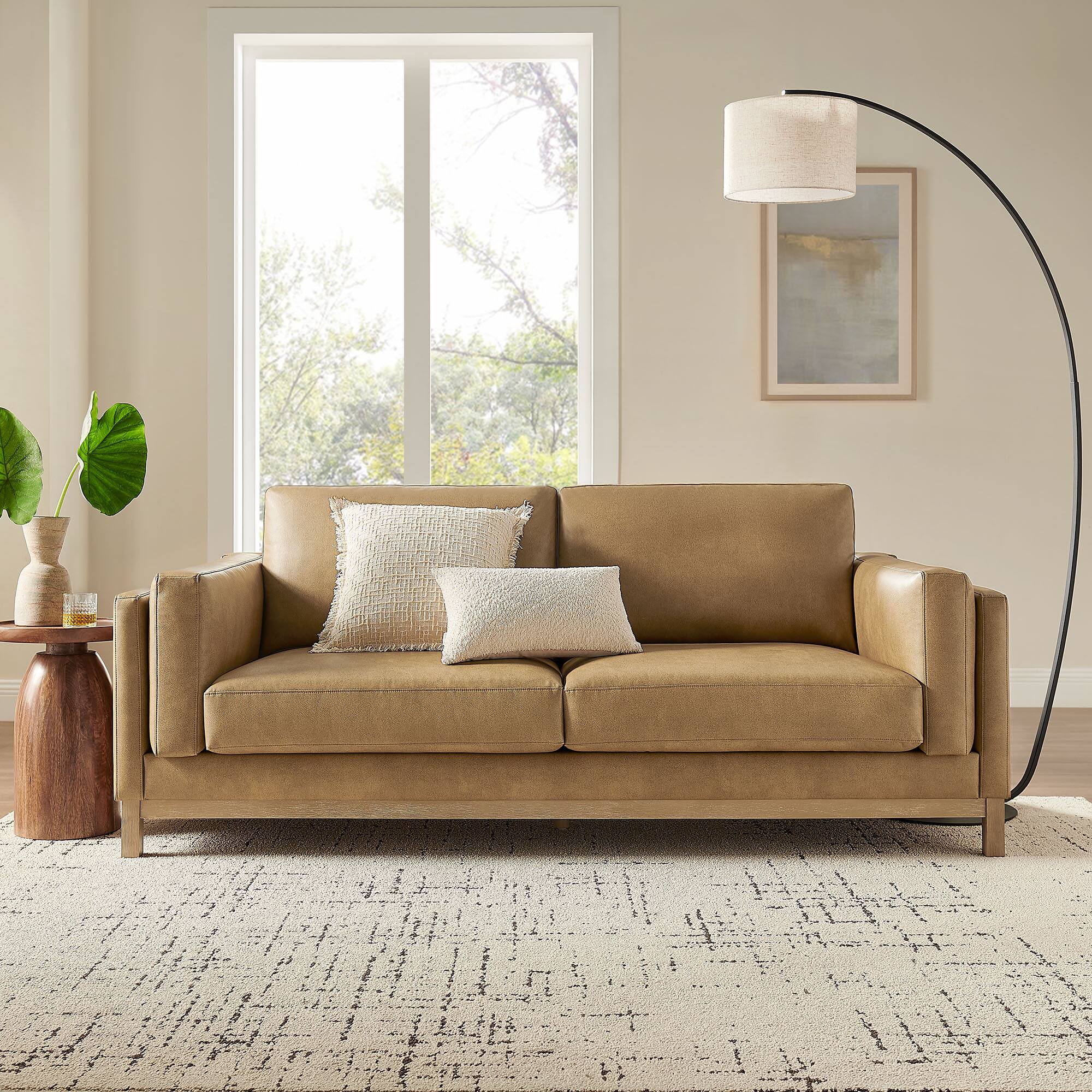 Alt View 7. Modway - Roscoe 81 inch Vegan Leather Sofa by Modway - Toast.
