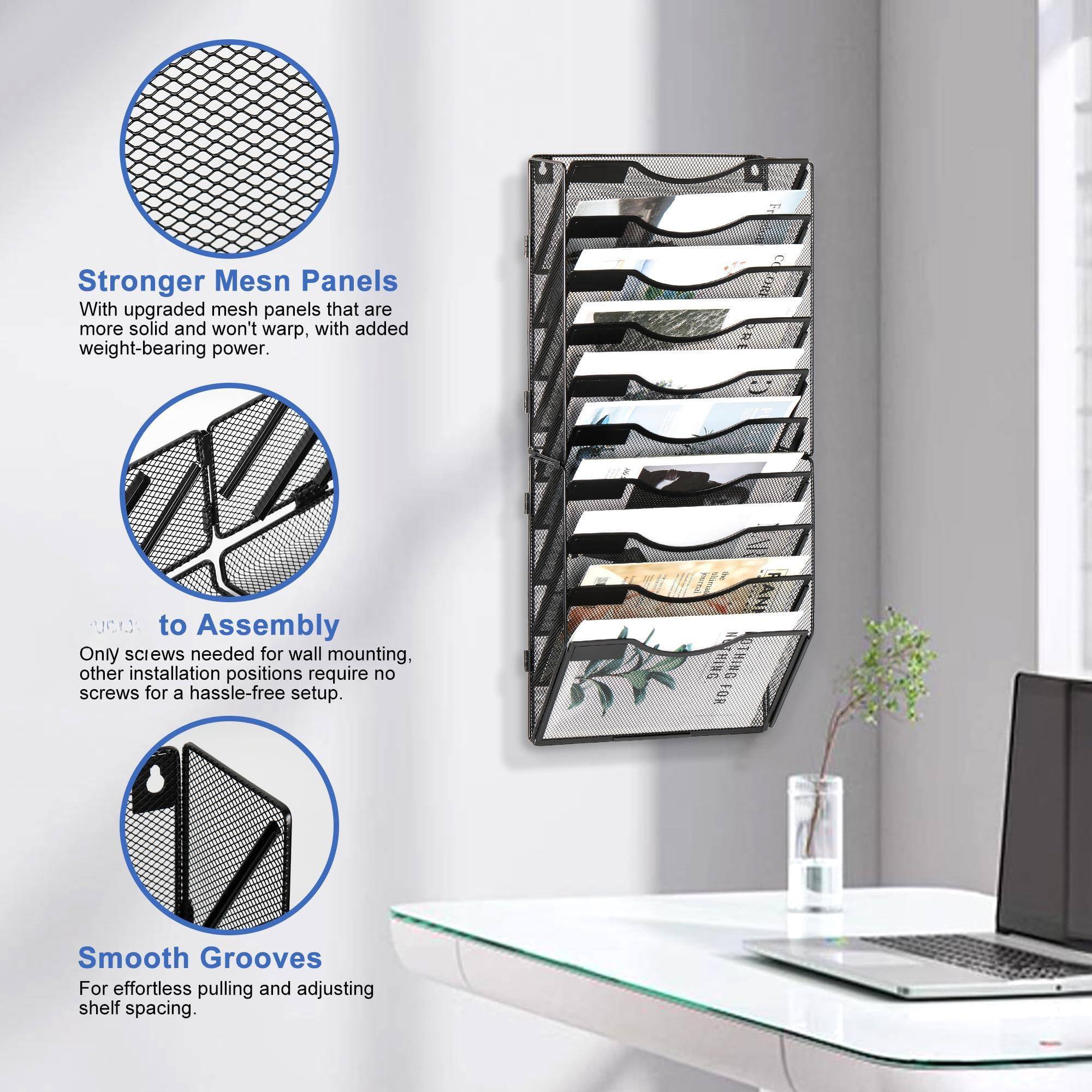 **Stronger Mesh Panels**  
With upgraded mesh panels that are more solid and won't warp, with added weight-bearing power.

**UCL to Assembly**  
Only screws needed for wall mounting, other installation positions require no screws for a hassle-free setup.

**Smooth Grooves**  
For effortless pulling and adjusting shelf spacing.